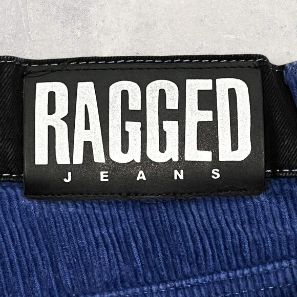 ★ Ragged Color-Blocked Corduroy Jeans in Black & Blue Patchwork ★ - Picture 3 of 6